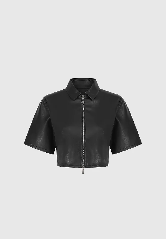 Vegan Leather Shirt - Black