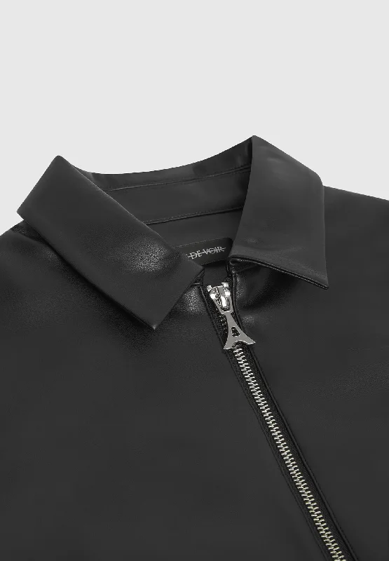 Vegan Leather Shirt - Black