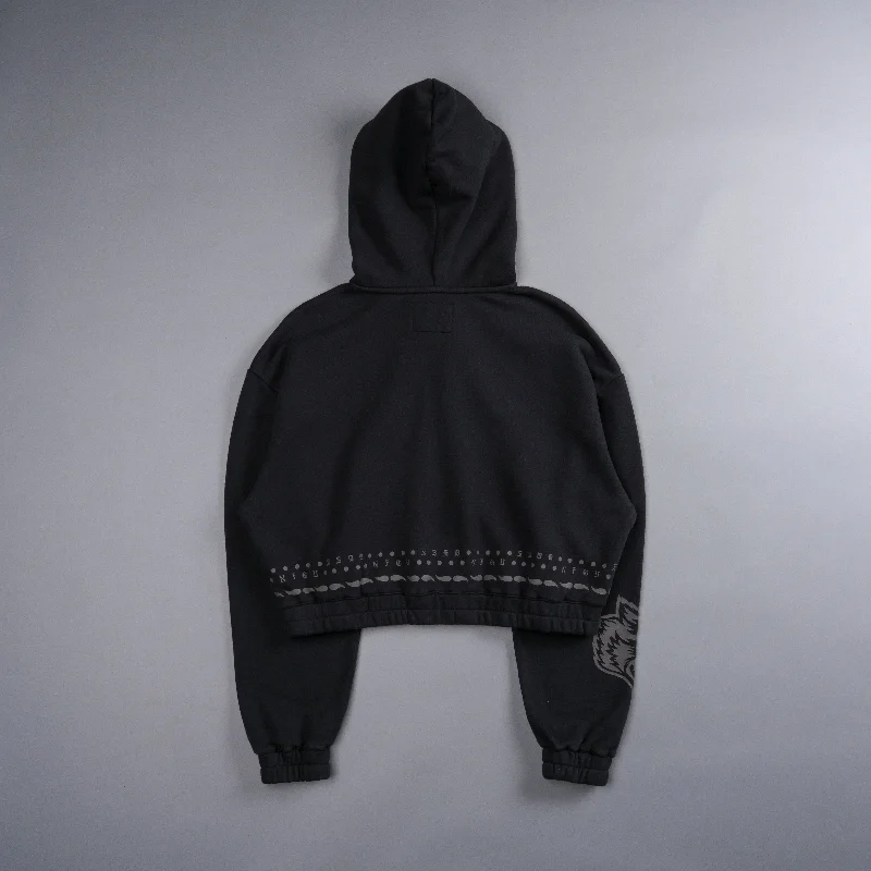 Western Wolves ""Vintage Chambers"" (Cropped) Zip Hoodie in Black