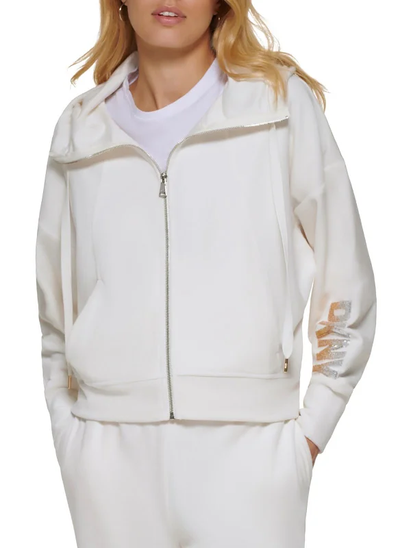 Womens Velour Sequined Zip Hoodie