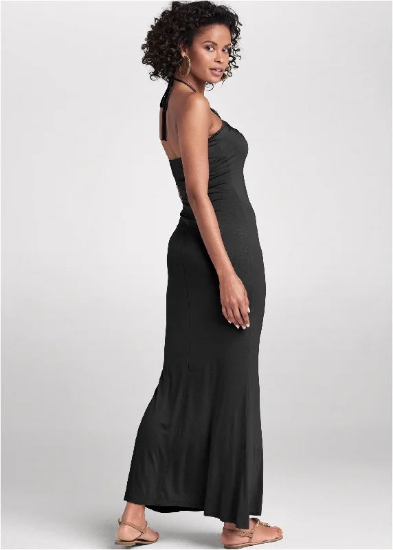 Beaded halter dress - Black