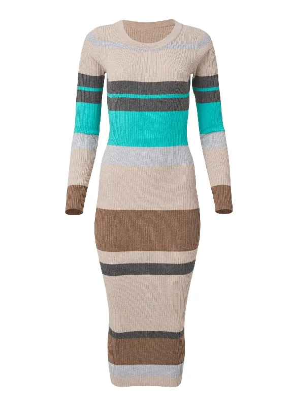 Striped sweater midi dress - Brown Multi