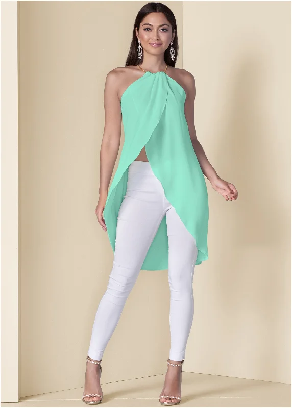 High-low chain detail top - Mint