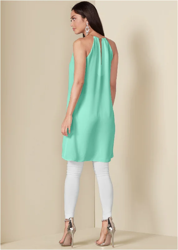 High-low chain detail top - Mint