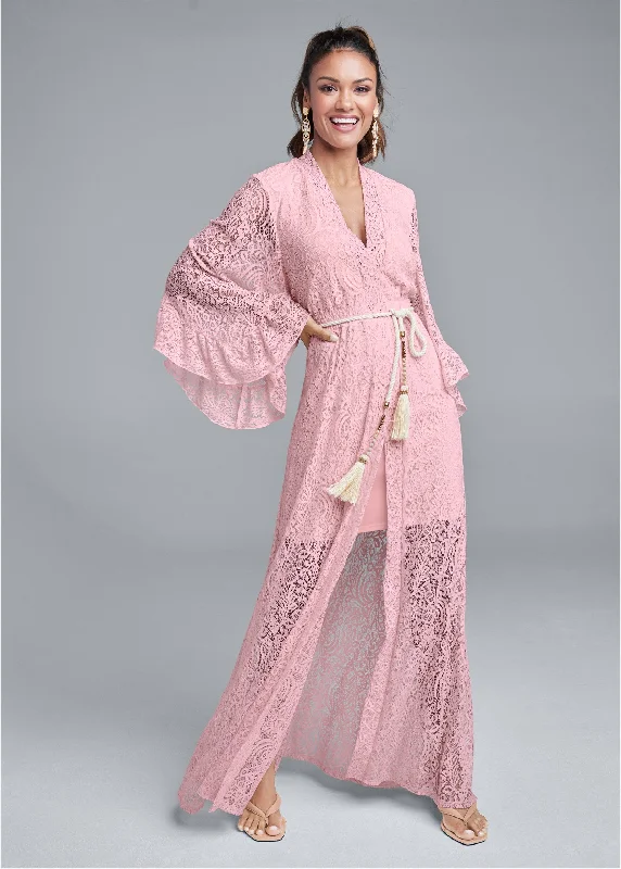 Kimono sleeve maxi dress - Pink