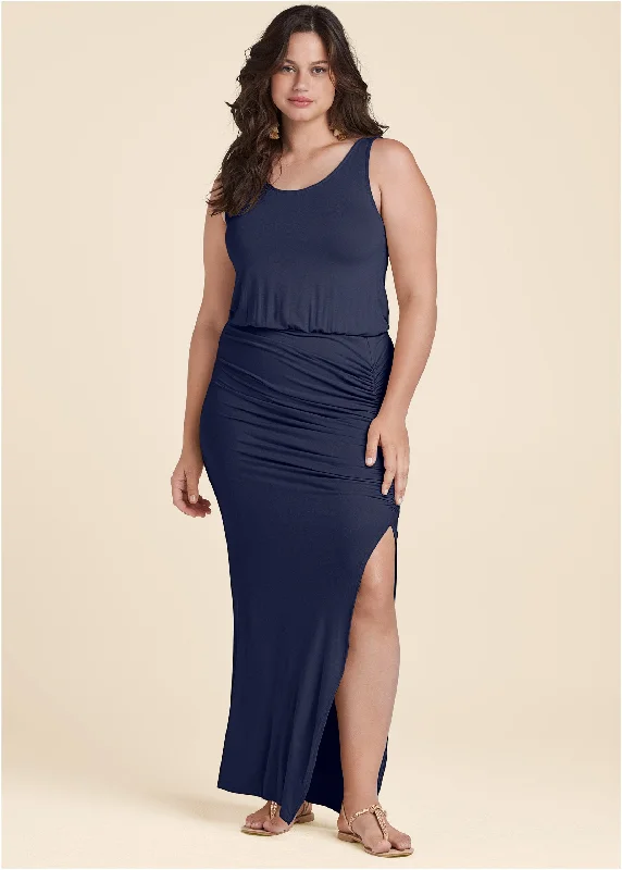 Ruched maxi dress - Navy