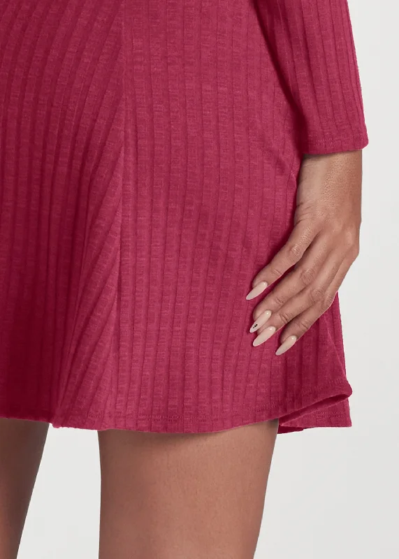 Ribbed skater dress - Dark Red