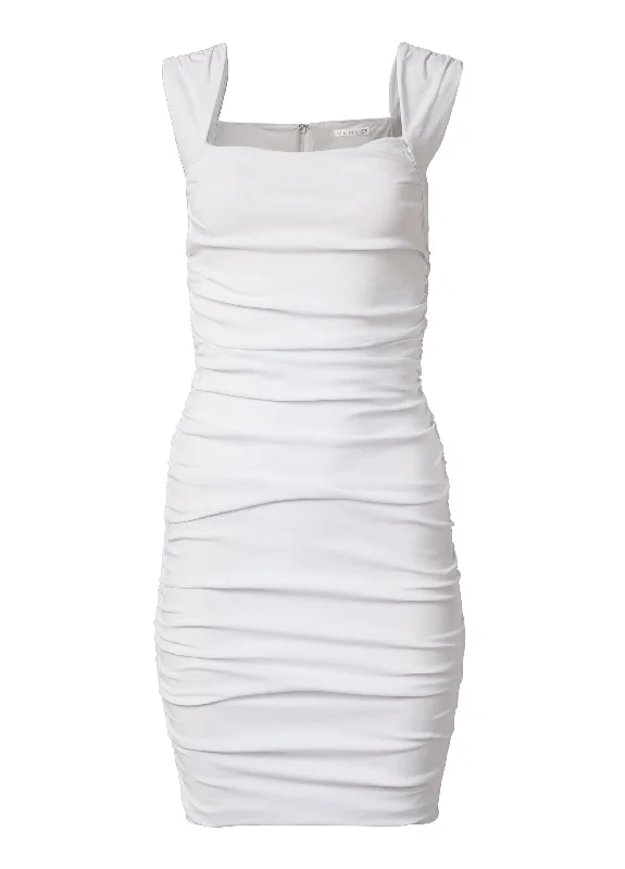 Ruched bodycon mini dress - White