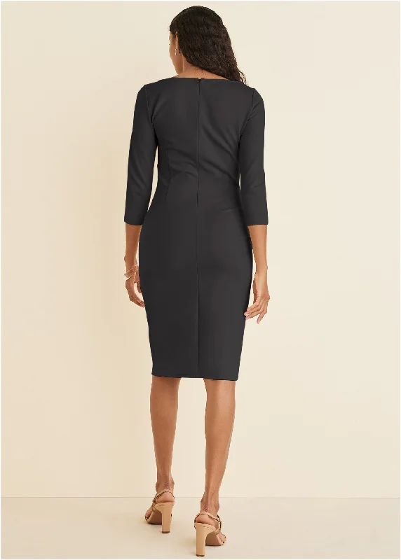 Ruched midi dress - Black