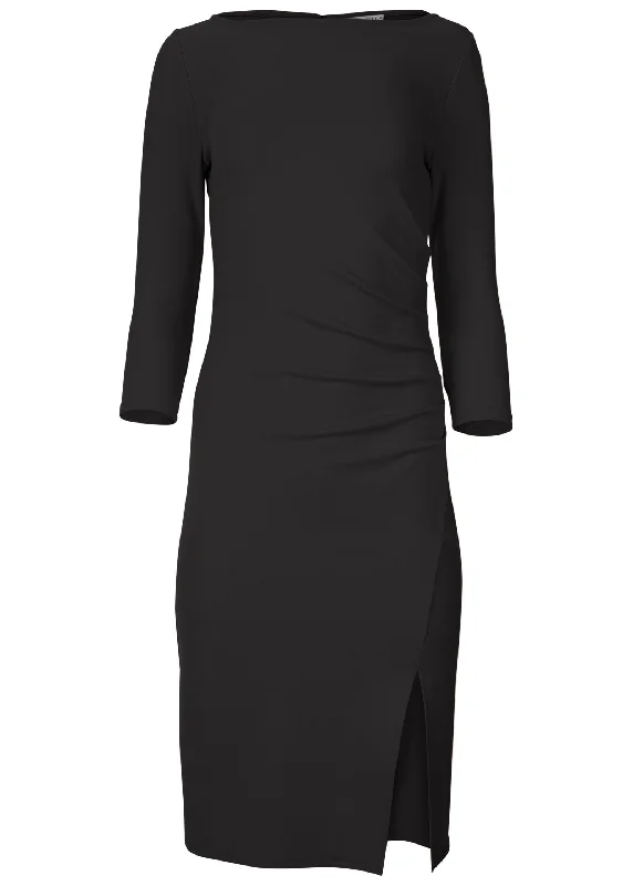 Ruched midi dress - Black