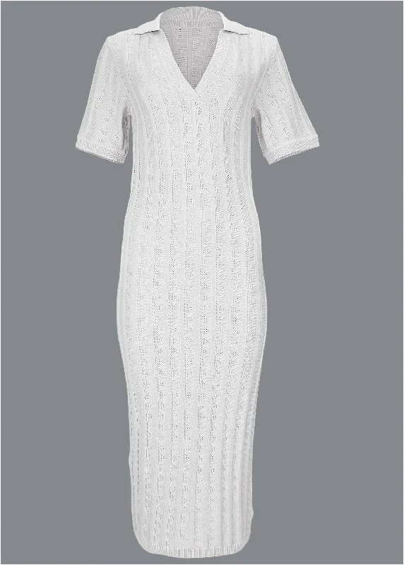 Pointelle sweater dress - Off White