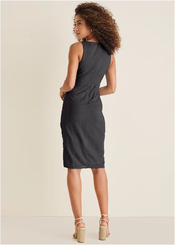 Tie front midi dress - Black