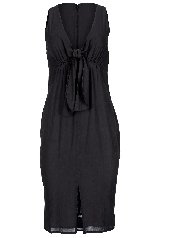 Tie front midi dress - Black