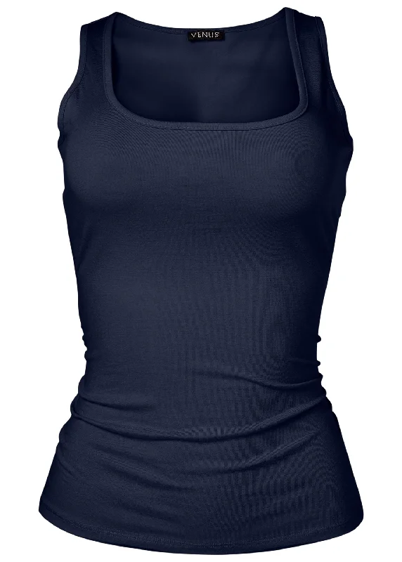 Square neck tank top - Navy