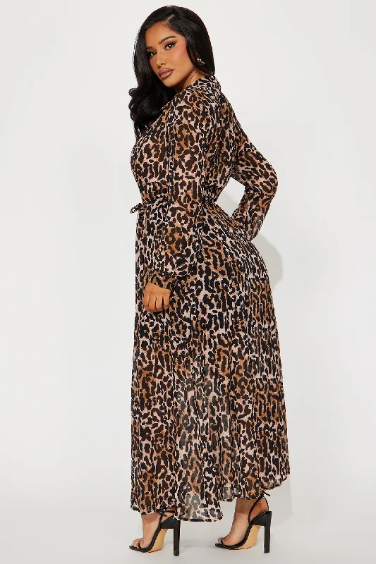 Zara Chiffon Midi Shirt Dress - Leopard