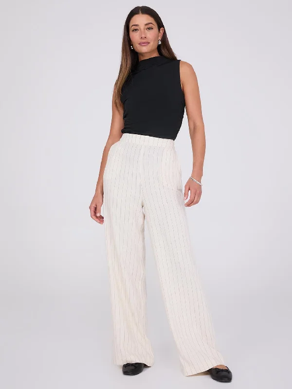 Pinstripe Linen Palazzo Pants