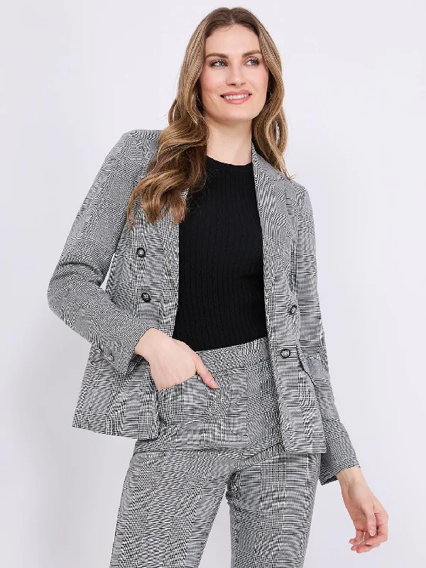 Plaid Faux Double Breasted Blazer