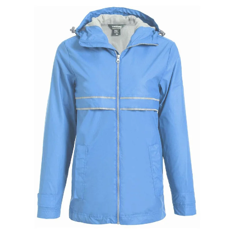 Landway Women's Periwinkle/Grey Northwest Hooded Rain Slicker