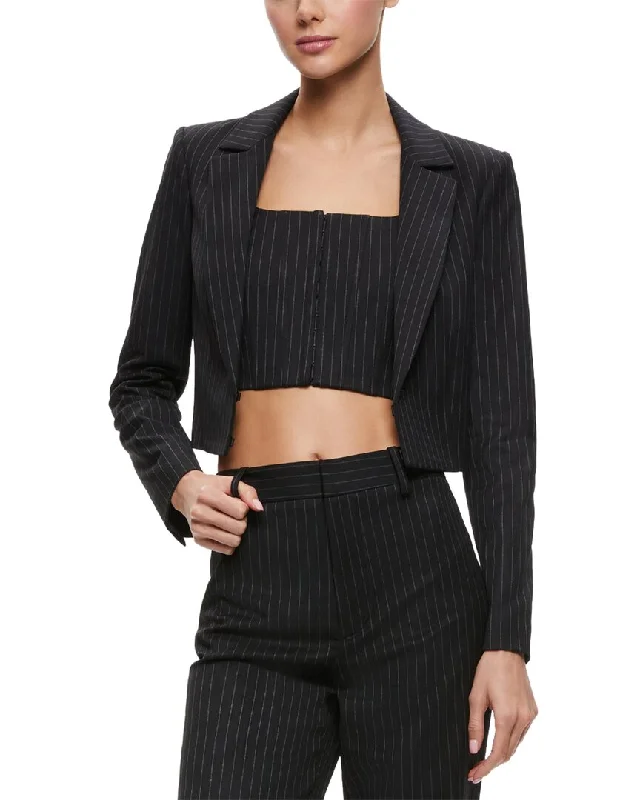 alice + olivia Mya Cropped Fitted Blazer