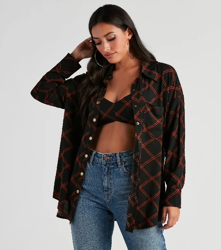 All The Trendy Vibes Button-Up Top