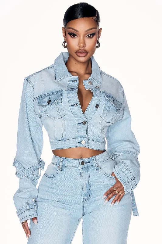 All Tied Up Stretch Denim Jacket - Light Wash