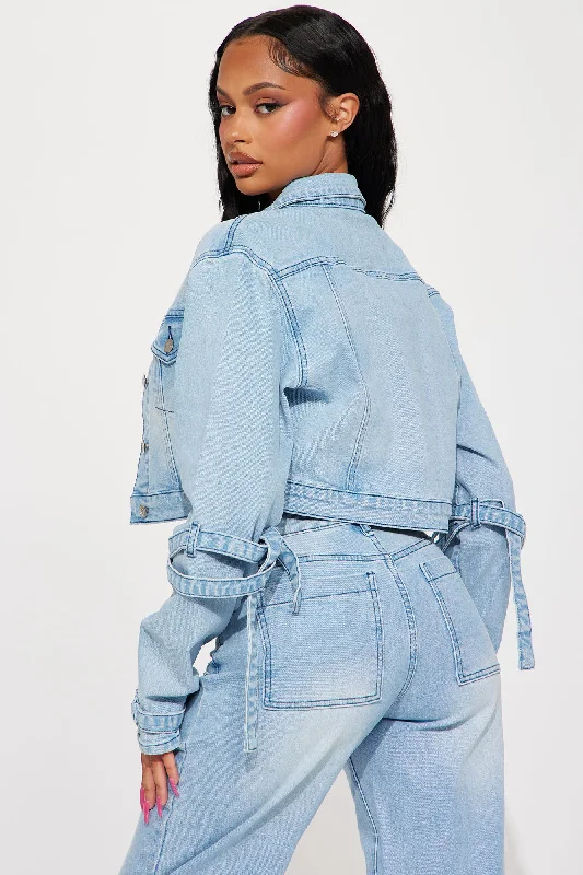 All Tied Up Stretch Denim Jacket - Light Wash