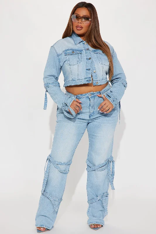 All Tied Up Stretch Denim Jacket - Light Wash