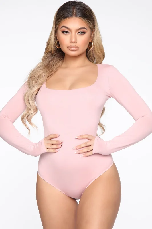 Anything But Square Long Sleeve Bodysuit - Blush