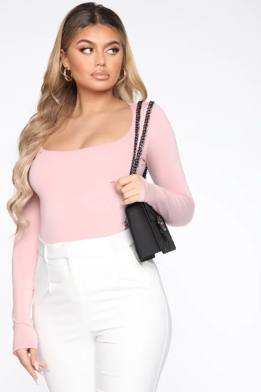 Anything But Square Long Sleeve Bodysuit - Blush