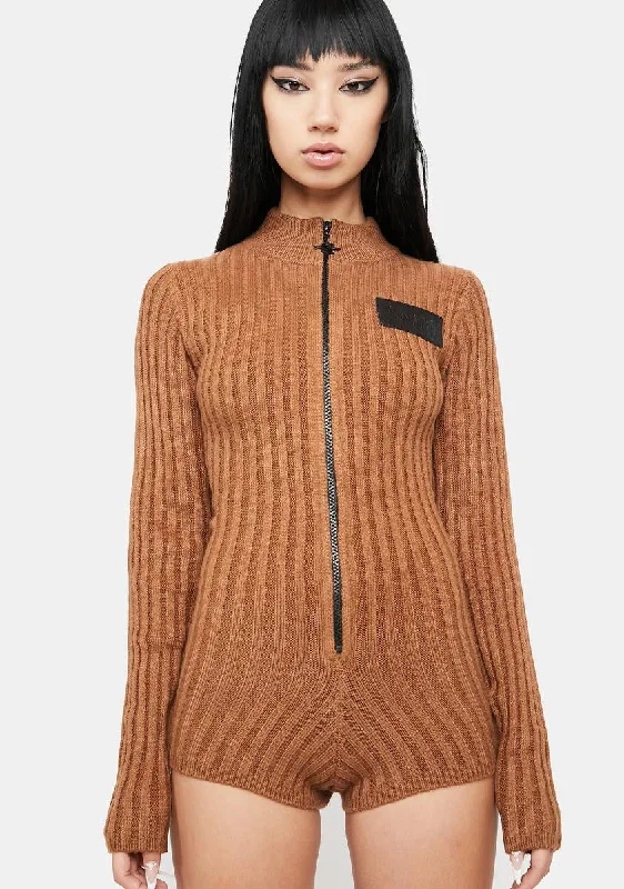 Atmosphere Zip-Up Sweater Romper