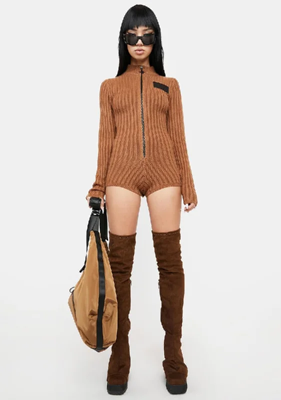 Atmosphere Zip-Up Sweater Romper