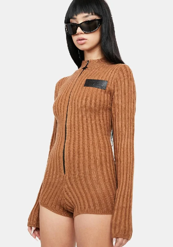 Atmosphere Zip-Up Sweater Romper