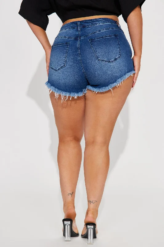 Back And Forth Cut Off Stretch Denim Shorts - Medium Wash