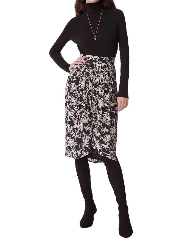 Beauty Midi Skirt In Black,tan