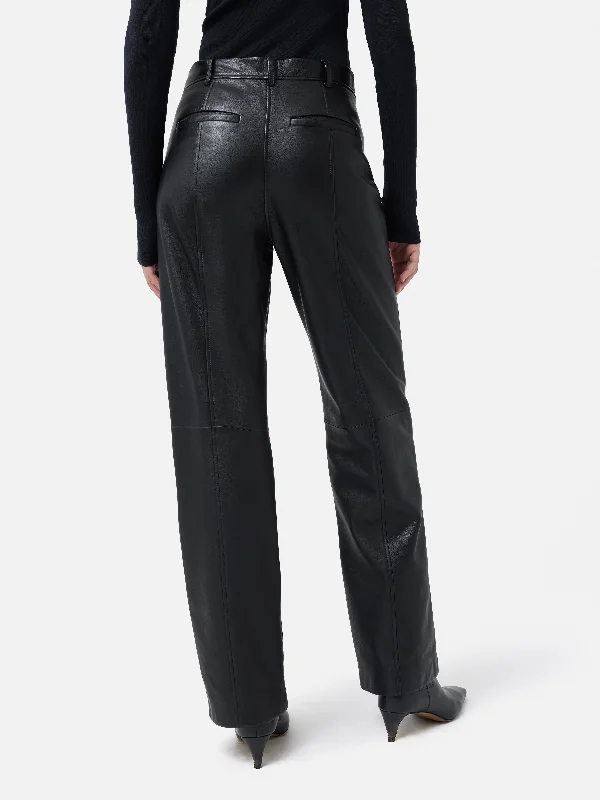 Beck Leather Wide Leg Trouser | Black