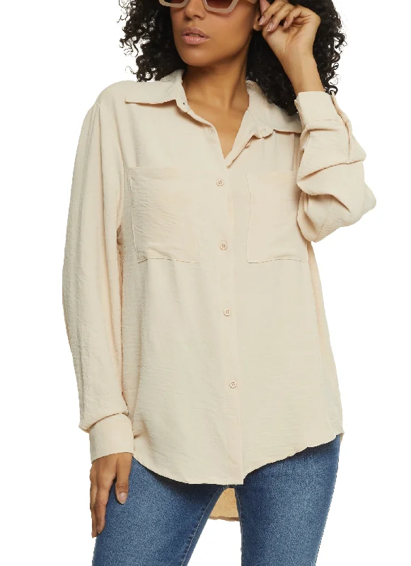 Crepe Knit Button Front Shirt