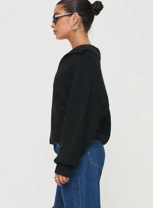 Bella Notched Neck Sweater Black