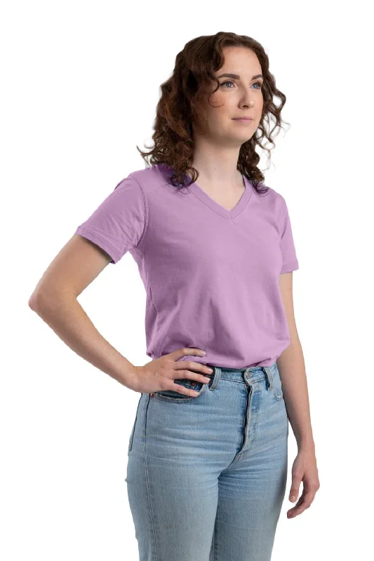 Berne Violet Cotton Blend Womens Performance V-Neck Tee S/S