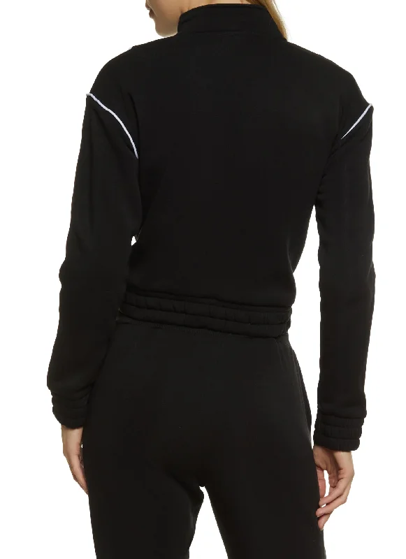 Contrast Piping Half Zip Sweatshirt