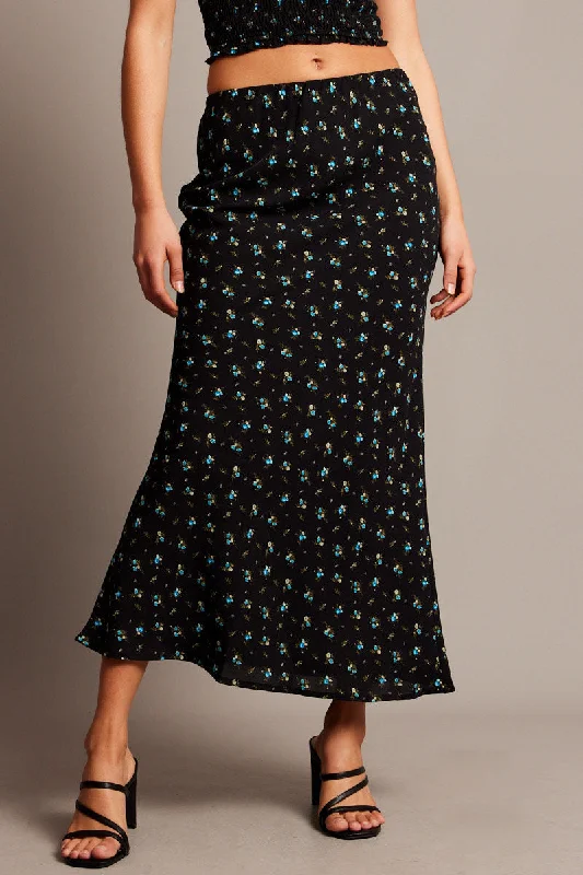 Black Ditsy Slip Skirt