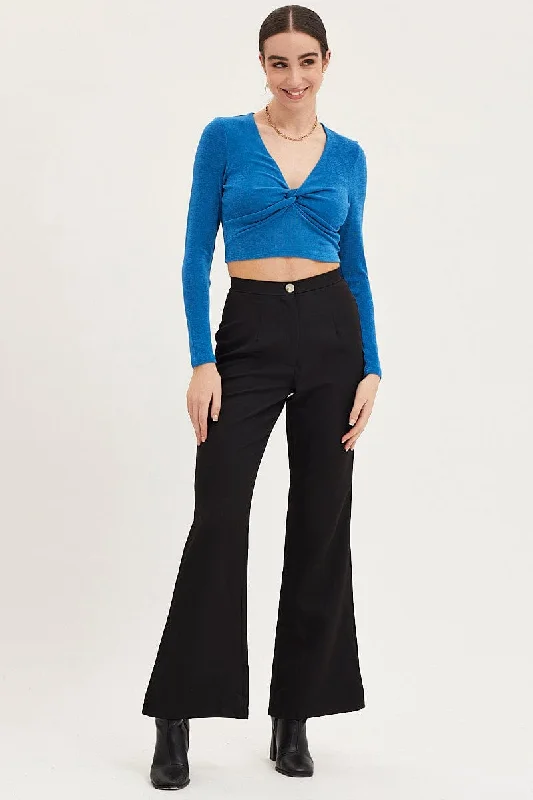 Black Flare Pants High Rise