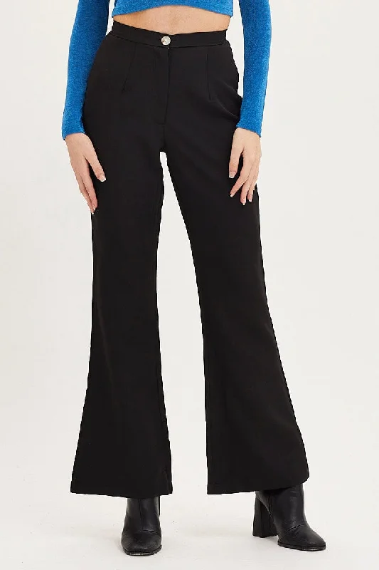 Black Flare Pants High Rise