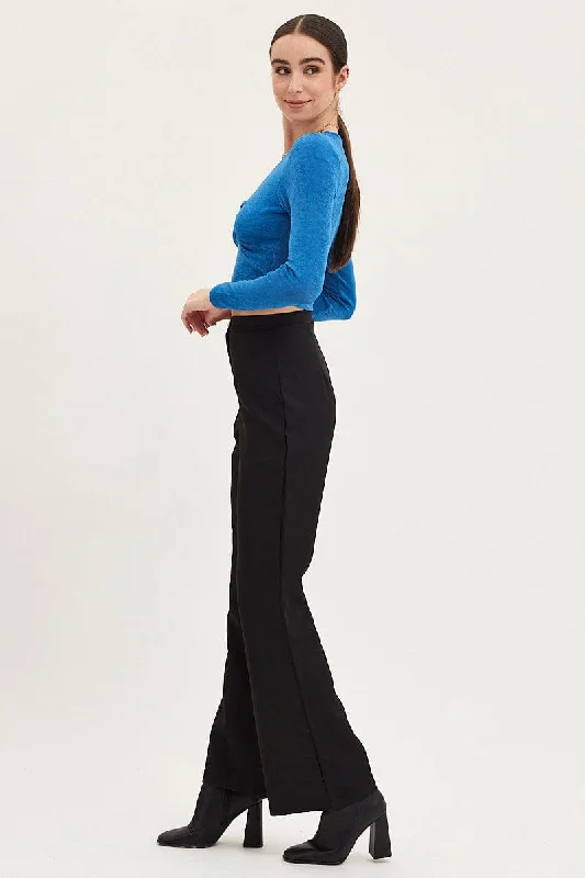 Black Flare Pants High Rise