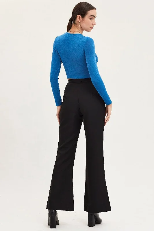 Black Flare Pants High Rise