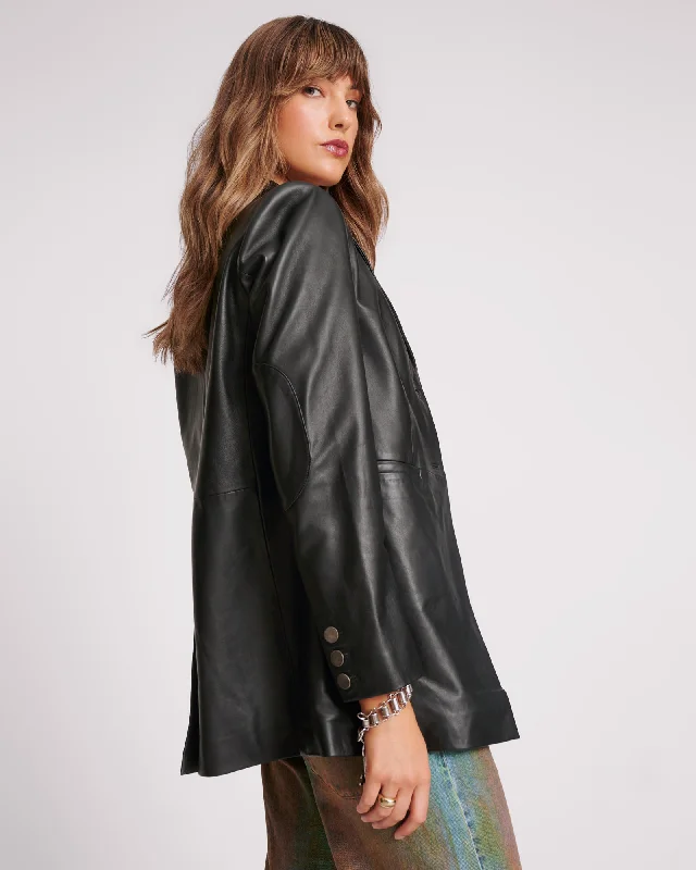 BLACK LEATHER BLAZER