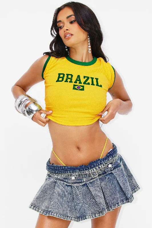 Brazil Ringer Tee - Yellow