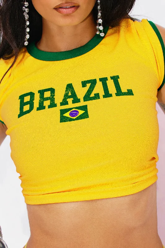 Brazil Ringer Tee - Yellow