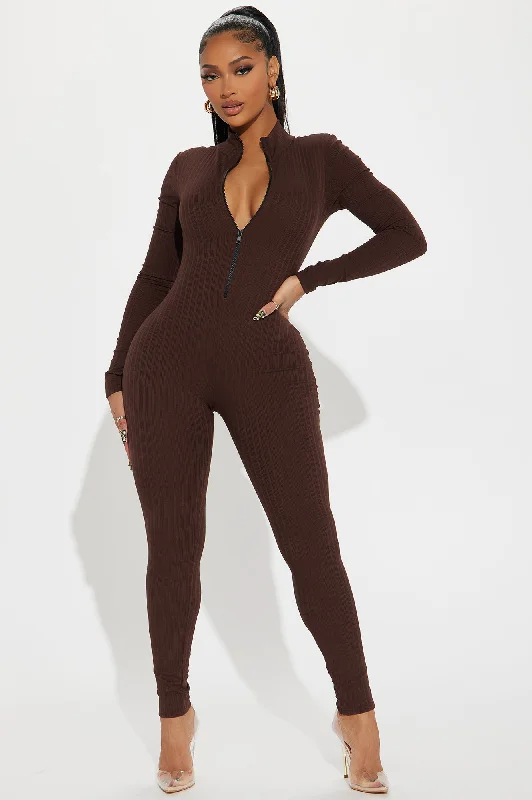 Brielle Rib Jumpsuit - Chocolate