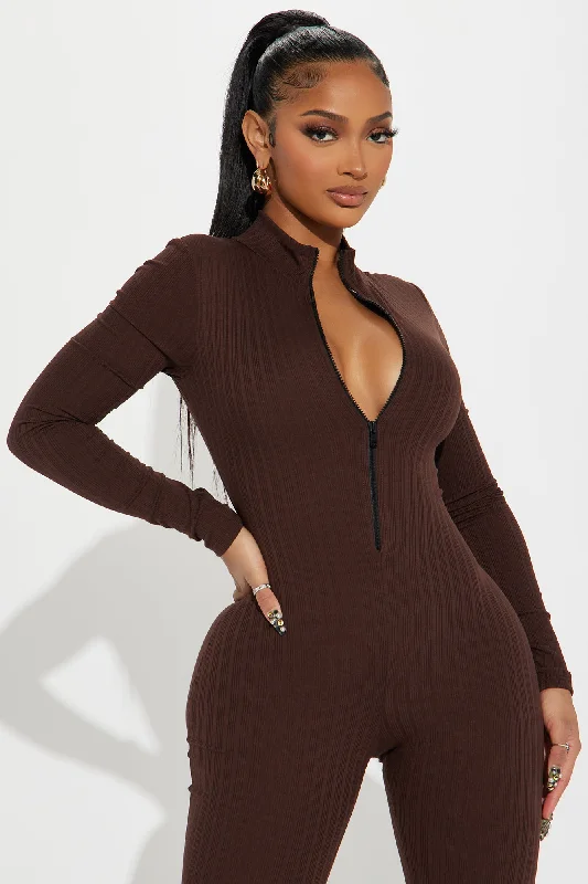 Brielle Rib Jumpsuit - Chocolate