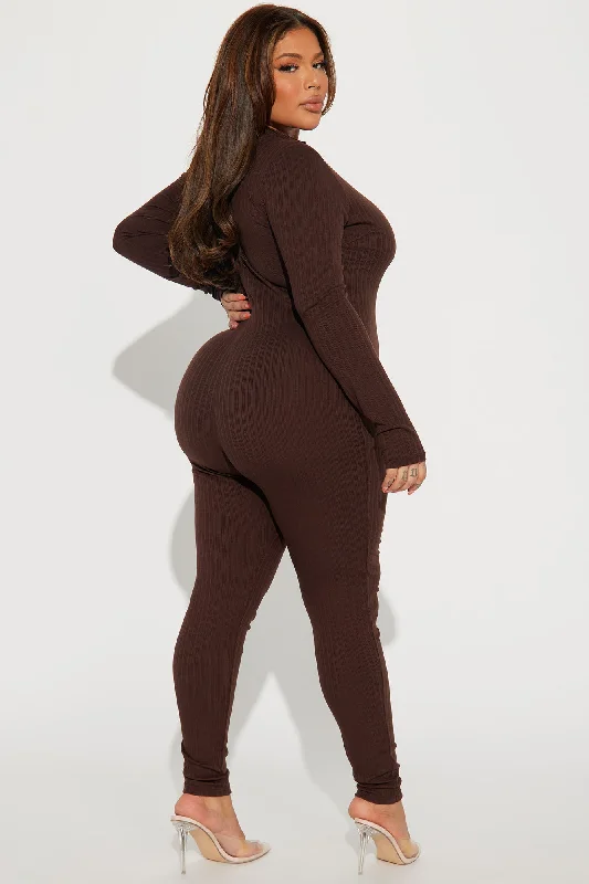 Brielle Rib Jumpsuit - Chocolate